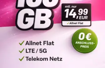 📱 klarmobil 100 GB Flat im Telekom-Netz für 14,99€
