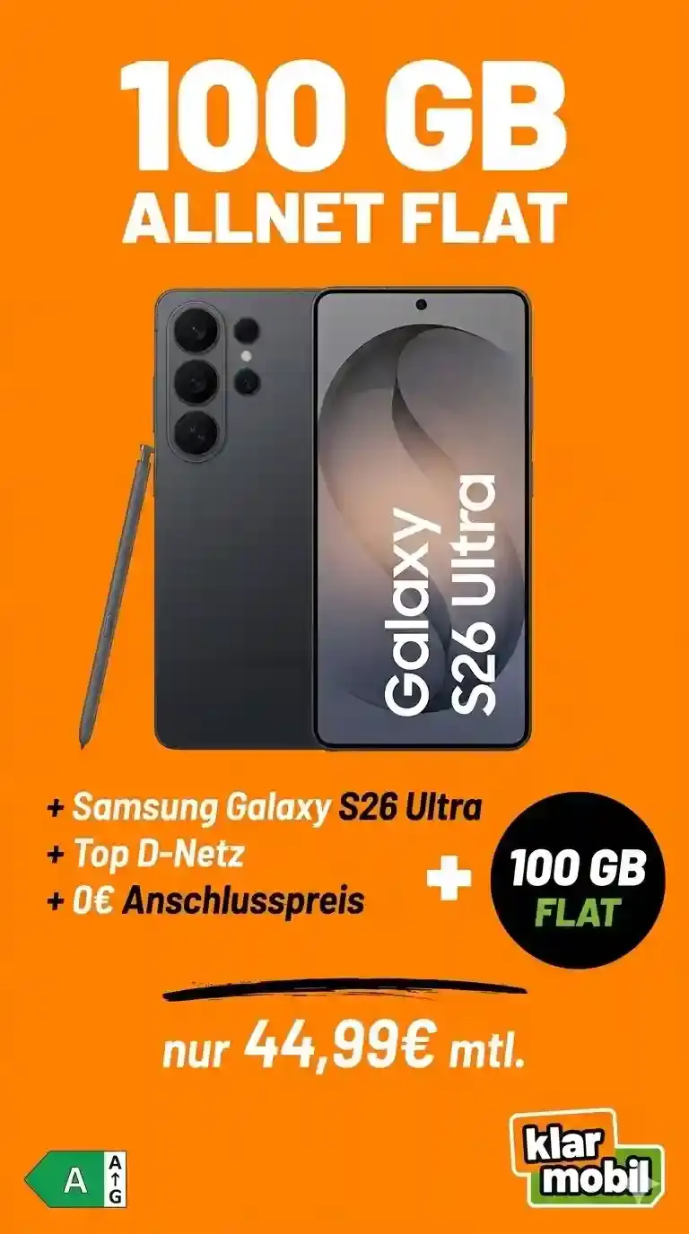 📱 Galaxy S26 Ultra 512 GB + 100 GB Vodafone ab 44,99 €