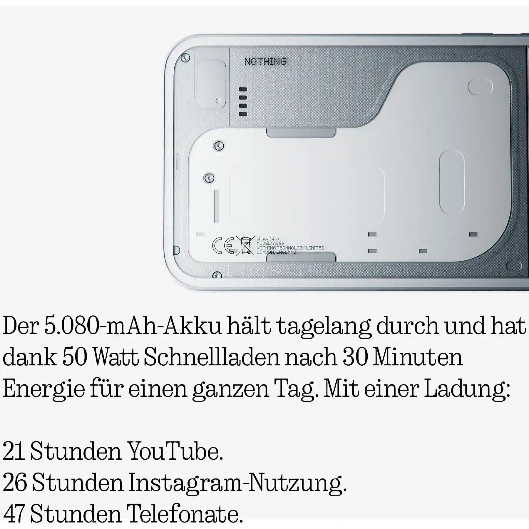Nothing Phone 4a mit 5.400 mAh Akku und 50W Schnellladefunktion