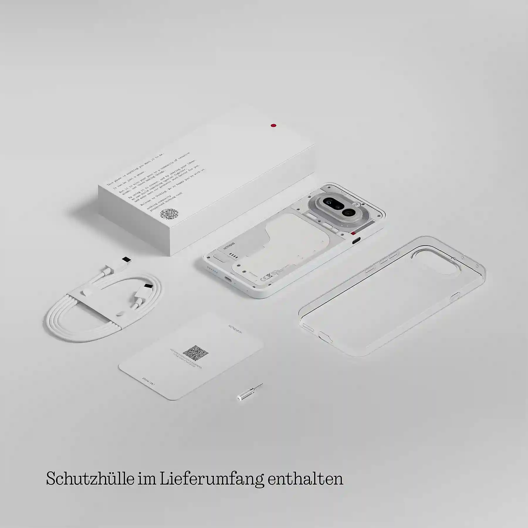 Nothing Phone 4a Lieferumfang mit USB-C-Kabel und SIM-Tool