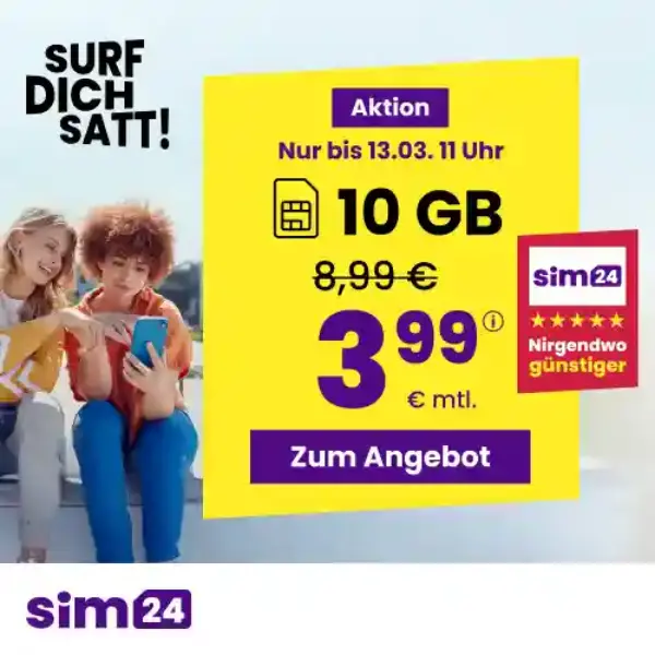 sim24 Tarife | 10 GB für 3,99€ im 5G-Netz