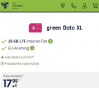 25 GB LTE Telekom Green Data XL Datentarif für 17,99€ pro Monat