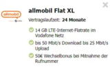 14 GB Vodafone allmobil Flat XL für 11,99€ mit 50 EUR Bonus