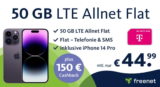 TOP: iPhone 14 Pro + 50GB Telekom LTE eff. nur 5,24€/Monat!