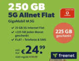 freenet GigaMobil M 💥 250 GB Vodafone 5G für 24,99 €
