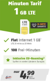 Klarmobil Minuten Tarife | Telekom LTE Netz | 1 GB für 4,99€ | 2 GB für 5,99€