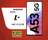 Samsung Galaxy A53 5G für 1€ mit 5 GB Vodafone Allnet Flat für 12,99€ | effektiv 1€ für den Vertrag