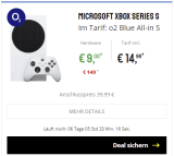 Xbox Series S für 9€ mit 6 GB o2 Blue All-in S Tarif für 14,99€ | effektiv 6€ für den Vertrag