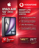 iPad Air 13″ M3 mit 65GB 5G Vodafone ab −1,05€ eff. | Deal